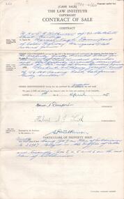 Document - H. A. & S. R. WILKINSON COLLECTION: CONTRACT OF SALE