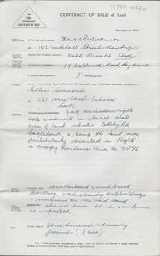 Document - H. A. & S. R. WILKINSON COLLECTION: CONTRACT OF SALE