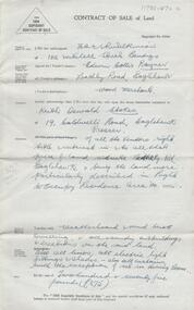 Document - H. A. & S. R. WILKINSON COLLECTION: CONTRACT OF SALE