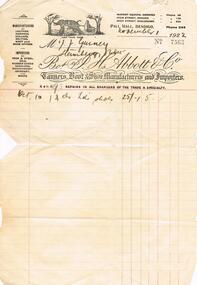 Document - GUINEY COLLECTION:  INVOICE J.H. ABBOTT & CO, MARKET SQUARE BENDIGO