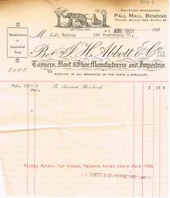 Document - GUINEY COLLECTION:  INVOICE J.H. ABBOTT & CO., BENDIGO