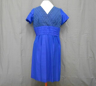 Clothing - AILEEN AND JOHN ELLISON COLLECTION: ROYAL BLUE SHORT SLEEVE DRESS BY ZANKO: PART OF ENSEMBLE WITH 11400.525, 1950s