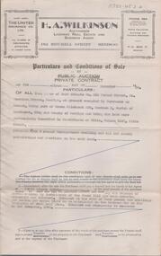 Document - H. A. & S. R. WILKINSON COLLECTION: CONTRACT OF SALE