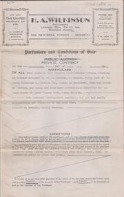 Document - H. A. & S. R. WILKINSON COLLECTION: CONTRACT OF SALE