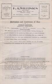 Document - H. A. & S. R. WILKINSON COLLECTION: CONTRACT OF SALE