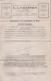 Document - H. A. & S. R. WILKINSON COLLECTION: CONTRACT OF SALE