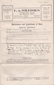 Document - H. A. & S. R. WILKINSON COLLECTION: CONTRACT OF SALE