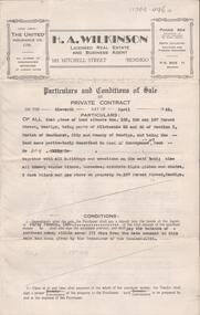 Document - H. A. & S. R. WILKINSON COLLECTION: CONTRACT OF SALE