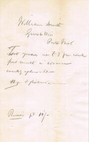 Document - H. A. & S. R. WILKINSON COLLECTION: HAND WRITTEN NOTE