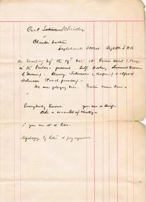 Document - H. A. & S. R. WILKINSON COLLECTION: HAND WRITTEN LETTER