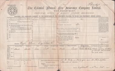 Document - H. A. & S. R. WILKINSON COLLECTION: PROPOSAL FOR INSURANCE