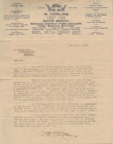 Document - GUINEY COLLECTION:  INVITATION TO W. COWLING, FORD DEALERS EVENT
