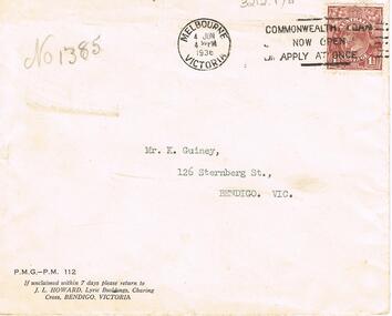Document - GUINEY COLLECTION:  J.L. HOWARD LETTER