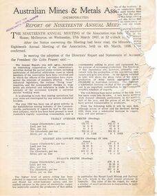 Document - MCCOLL, RANKIN AND STANISTREET COLLECTION: AUSTRALIAN MINES AND METALS ASSOCIATION REPORT, 1936