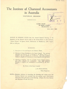 Book - MCCOLL, RANKIN AND STANISTREET COLLECTION: INSTITUTE OF CHARTERED ACCOUNTS AGM NOTICE
