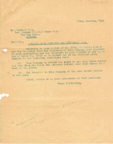 Document - MCCOLL, RANKIN AND STANISTREET COLLECTION: LETTER RE MONUMENT HILL CONSOLIDATED BENDIGO N.L