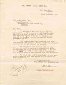 Document - MCCOLL, RANKIN AND STANISTREET COLLECTION: NELL GWYNNE MINES LETTER