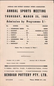 Document - AILEEN AND JOHN ELLISON COLLECTION: AXEDALE SPORTS ASSOCIATION MEETING 1965