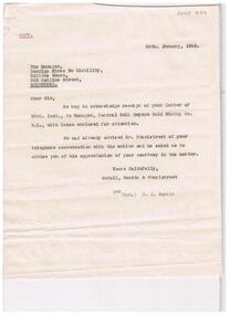 Document - MCCOLL, RANKIN AND STANISTREET COLLECTION: LETTER RE LEASE CENTRAL NEL GWYNNE, 24th January 1942