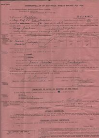 Document - ERROL BOVAIRD COLLECTION: WHEAT BOUNTY CLAIM