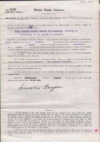 Document - MCCOLL, RANKIN AND STANISTREET COLLECTION: WATER RIGHT LICENCE NORTH DEBORAH MINING COMPANY NO LIABILITY, 19th August, 1941