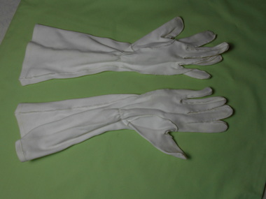 Clothing - AILEEN AND JOHN ELLISON COLLECTION: PAIR LADIES LONG WHITE GLOVES, 1950's