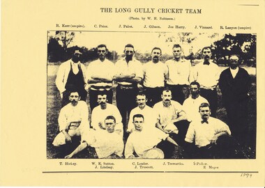 Photograph - LONG GULLY HISTORY GROUP COLLECTION: THE LONG GULLY CRICKET TEAM 1899