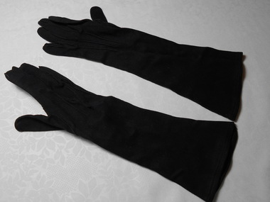 Clothing - AILEEN AND JOHN ELLISON COLLECTION: ONE PAIR LADIES LONG BLACK GLOVES, 1950's