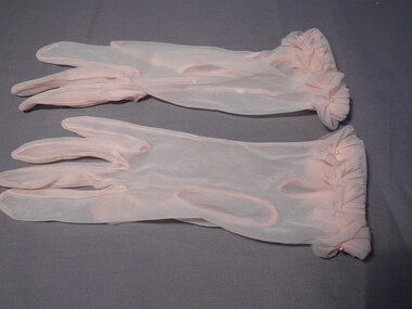 Clothing - AILEEN AND JOHN ELLISON COLLECTION: ONE PAIR LADIES PINK NYLON GLOVES, 1950's