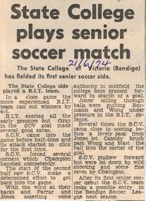 Document - LA TROBE UNIVERSITY BENDIGO COLLECTION: STATE COLLEGE PLAYS  SENIOR SOCCER MATCH