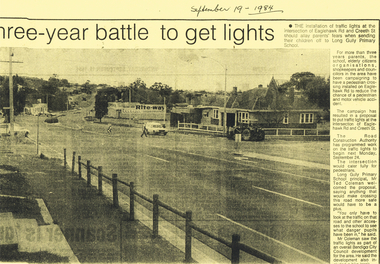 Newspaper - LONG GULLY HISTORY GROUP COLLECTION: INSTALLATION OF TRAFFIC LIGHTS EAGLEHAWK RD/CREETH ST