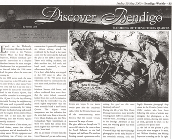 Newspaper - LONG GULLY HISTORY GROUP COLLECTION: FLOODING OF THE VICTORIA QUARTZ