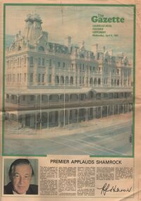 Newspaper - AILEEN AND JOHN ELLISON COLLECTION: THE GAZETTE SHAMROCK HOTEL SOUVENIR SUPPLEMENT