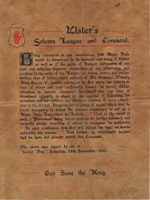 Document - BUICK COLLECTION: ULSTER'S SOLEMN LEAGUE AND COVENANT