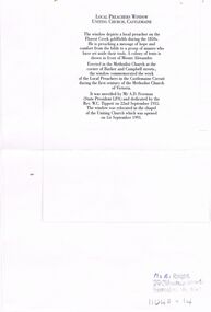 Document - HOSKING AND HUNKIN COLLECTION: NOTE RE STAINED GLASS WINDOW