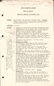 Document - LA TROBE UNIVERSITY BENDIGO COLLECTION: BENDIGO TEACHERS' COLLEGE BOARD OF STUDIES MINUTES OF MEETING 17TH MARCH, 1971