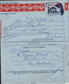 Document - ELMA WINSLADE WELLS COLLECTION: 1964 AEROGRAMME