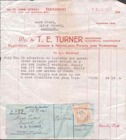 Document - L. PROUT COLLECTION: T. E. TURNER INVOICES