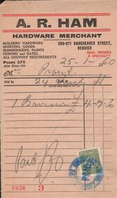 Document - L. PROUT COLLECTION: A. R. HAM INVOICE