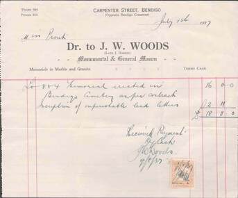Document - L. PROUT COLLECTION: J. W. WOODS INVOICE