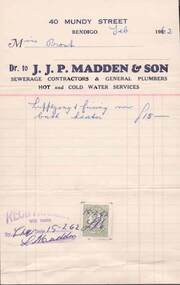 Document - L. PROUT COLLECTION: J.J.P. MADDEN & SON INVOICES