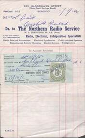Document - L. PROUT COLLECTION: THE NORTHERN RADIO SERVICE INVOICE
