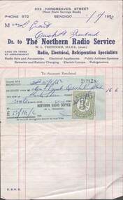 Document - L. PROUT COLLECTION: THE NORTHERN RADIO SERVICE INVOICE