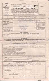 Document - L. PROUT COLLECTION: 1951/1952 TAX RETURN