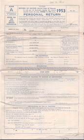 Document - L. PROUT COLLECTION: 1952/1953 TAX RETURN