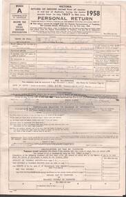 Document - L. PROUT COLLECTION: 1957/1958 TAX RETURN