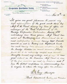 Document - L. PROUT COLLECTION: BUSINESS REFERENCE DATED 1904