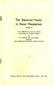 Document - BILL ASHMAN COLLECTION: W.N.ABBOTT MEDICAL RESEARCH PAPER