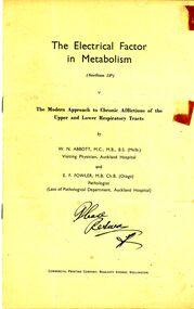 Document - BILL ASHMAN COLLECTION: W.N.ABBOTT MEDICAL RESEARCH PAPER