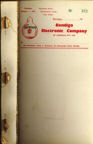 Document - BILL ASHMAN COLLECTION: BENDIGO ELECTRONIC COMPANY DOCKET BOOK